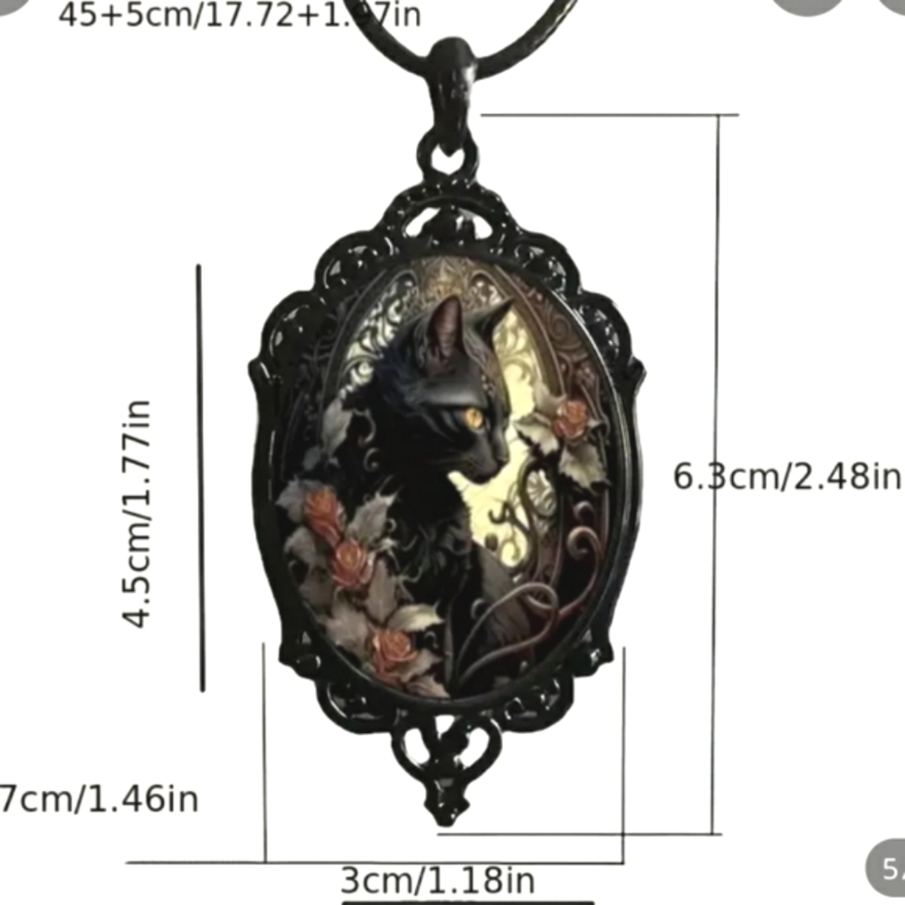 NEW Cat Pendant in Glass Dome Necklace Gothic Vintage Bohemian - Picture 2 of 2